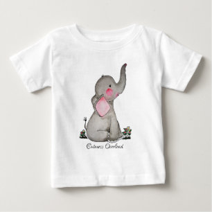 Watercolor-erröten niedlicher Baby-Elefant mit u. Baby T-shirt
