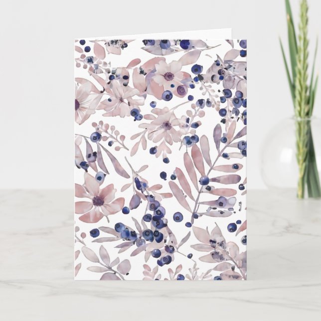 Watercolor Eucalyptus Blueberry Botanical Art Love Karte (Vorderseite)