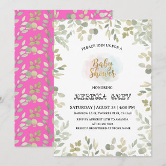 Watercolor Eucalyptus Gender Neutral Baby Shower Einladung