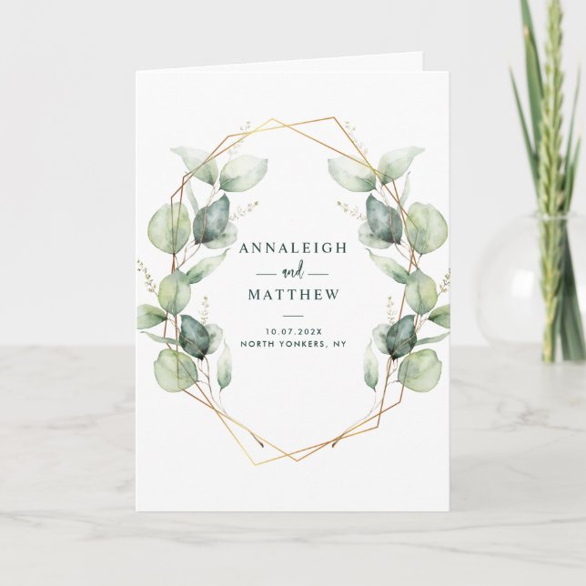Watercolor Eucalyptus Greenery All in One Wedding Einladung (Vorderseite)