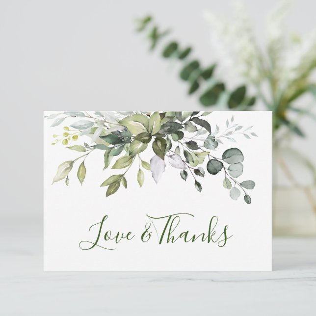 Watercolor Eucalyptus Greenery Dankeskarte (Stehend Vorderseite)