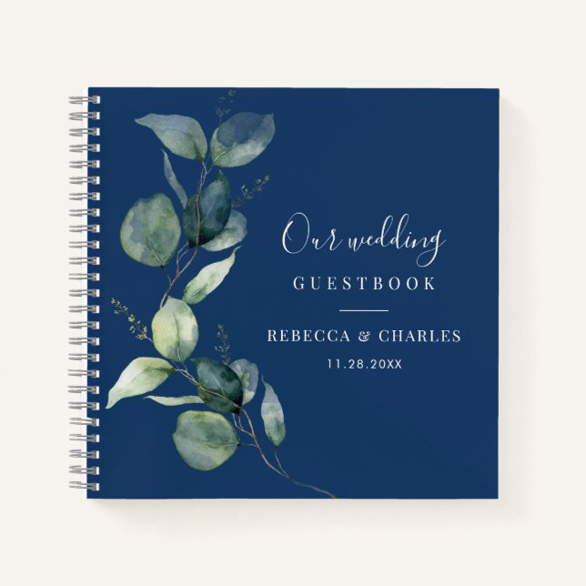 Watercolor Eucalyptus Greenery Wedding Guest Book  Notizbuch (Vorderseite)