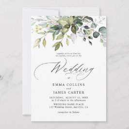 Watercolor Eucalyptus Leaves Greenery Wedding Einladung