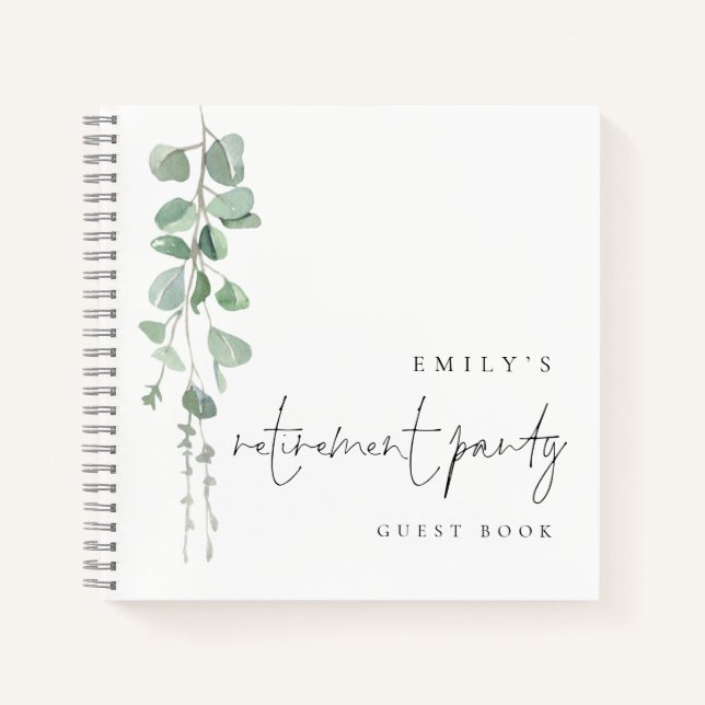 Watercolor Eucalyptus Retraite Party Livre d'invit (Devant)