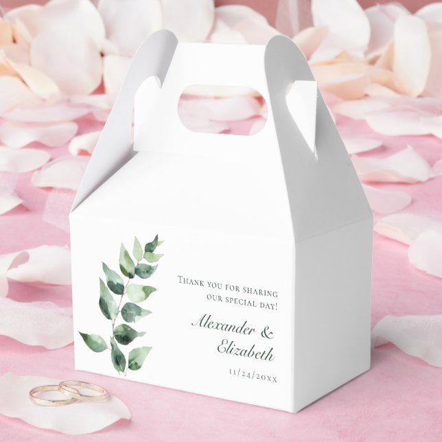 Watercolor Eucalyptus Wedding | White Geschenkschachtel (Hochzeit)