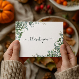 Watercolor-Eukalyptus-Baby-Shower-Dankeschön Postkarte