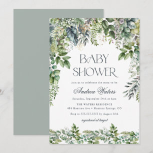 Watercolor-Eukalyptus-Botanical-Baby-Shower Einladung
