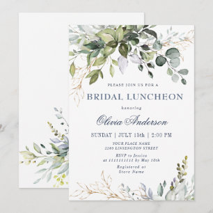 Watercolor-Eukalyptus-Grün BRIDAL LUNCHEON Einladung
