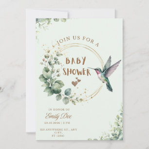 Watercolor-Eukalyptus-Kolibri-Baby-Shower-Einladun Einladung