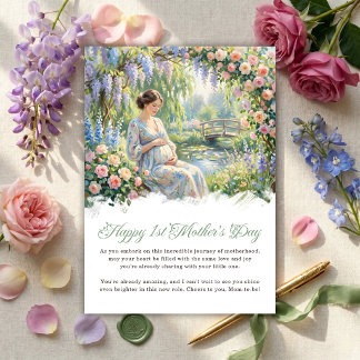 Watercolor Expecting Mom Happy 1st Mother’s Day Feiertagskarte