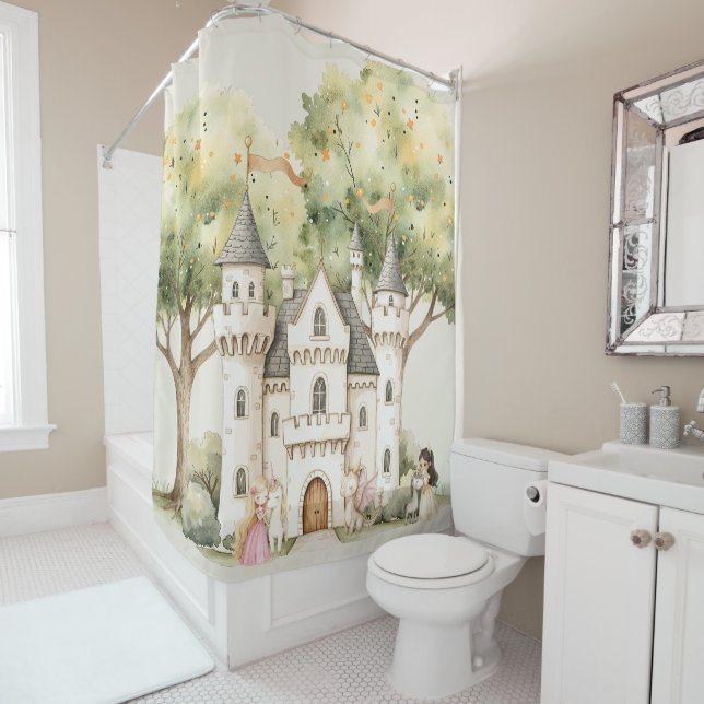 Watercolor Fairytale Princess Whimsical Duschvorhang (Beispiel)