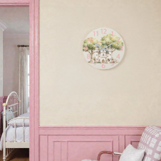 Watercolor Fairytale Princess Whimsical Große Wanduhr