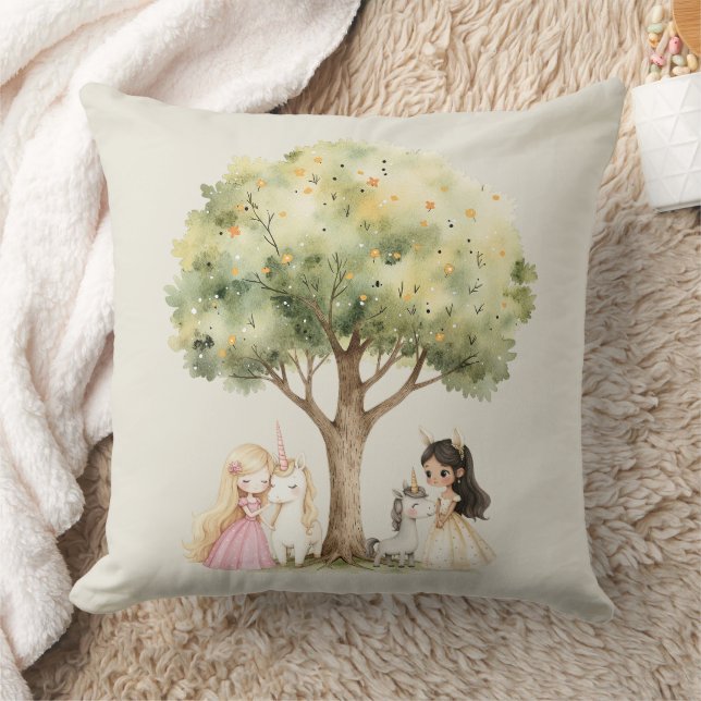 Watercolor Fairytale Princess Whimsical Kissen (Decke)
