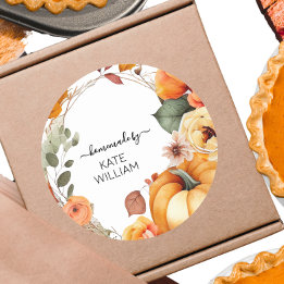 Watercolor Fall-Designlabel für selbst gemachte Pr Runder Aufkleber