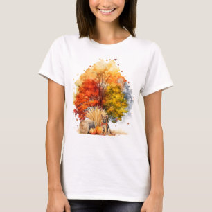 Watercolor Fall Dog Design - Deutscher Hirte T-Shirt