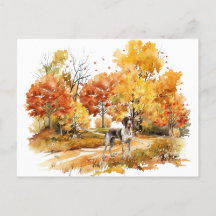 Watercolor Fall Dog Design - deutscher Zeiger