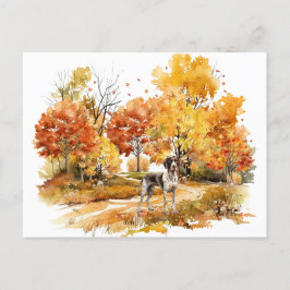 Watercolor Fall Dog Design - deutscher Zeiger Postkarte