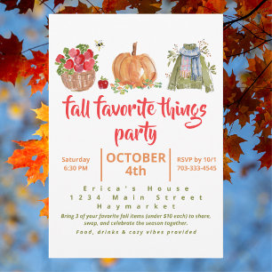 Watercolor Fall Favoris Things Party Invitation