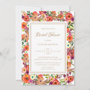 Watercolor Fall Floral Bridal Douche Invitation