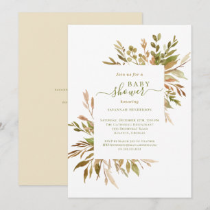 Watercolor Fall Greenery Baby Shower  Einladung