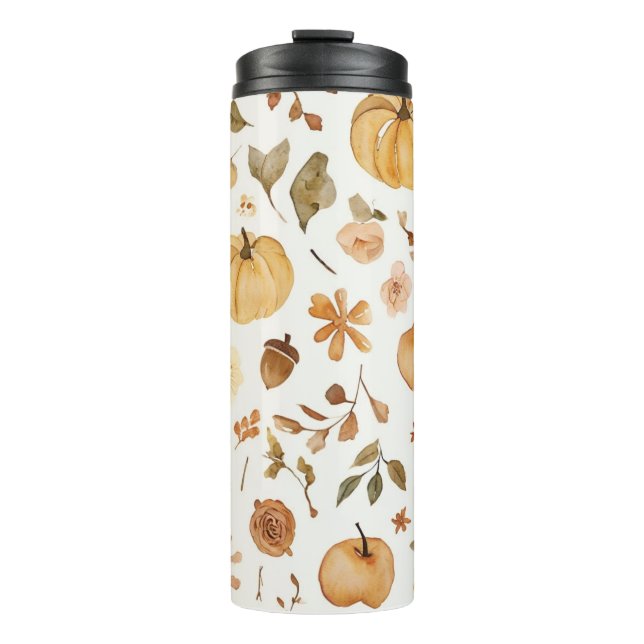 Watercolor Fall Harvest Seamless Pattern Tumbler Thermosbecher (Vorderseite)