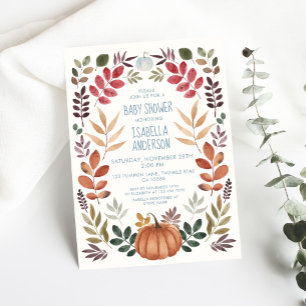 Watercolor Fall Pumpkin Boy Baby Dusche Einladung
