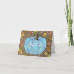 Watercolor Fall Pumpkin Burlap Blue Danke Karte