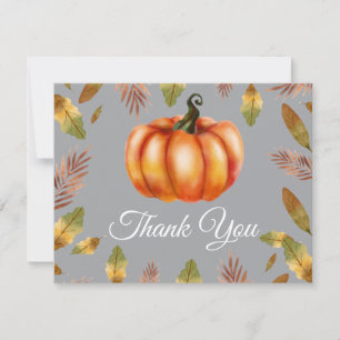Watercolor Fall Pumpkin Gray Danke Karte