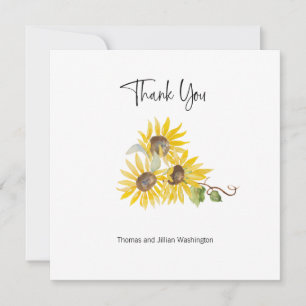 Watercolor Fall Sunflower Custom Carte de remercie