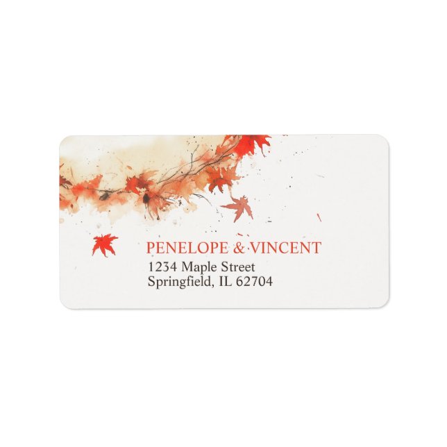Watercolor Fall Wreath Wedding Adressaufkleber (Vorne)