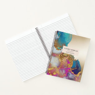 Watercolor-Fälschung Goldfolie personalisiertes Mo Notizbuch