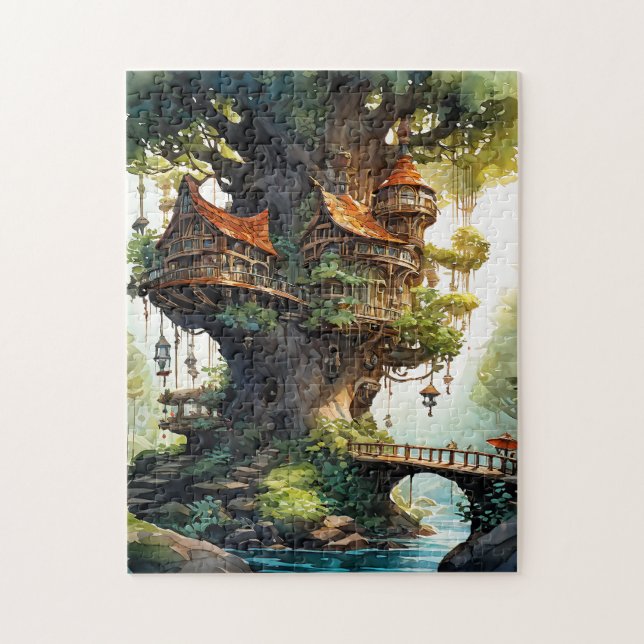 Watercolor Fantasy whimsisisches Wald (Vertikal)