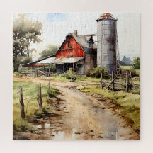 Watercolor Farmhouse avec Puzzle Silo