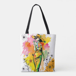 Watercolor Fashionista - Chic Sommer Floral Pop Ar Tasche