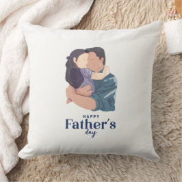 Watercolor Father Daughter Embrace Illustration Kissen