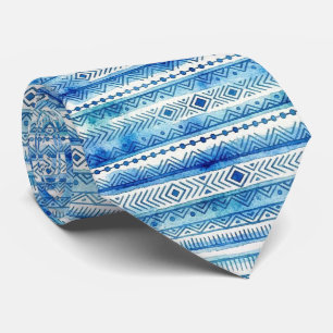 Watercolor-Faux-Seide   Luxus-Ozean-Tribal Krawatte