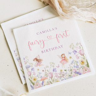 Watercolor-Fee Geburtstag zum ersten Geburtstag Serviette