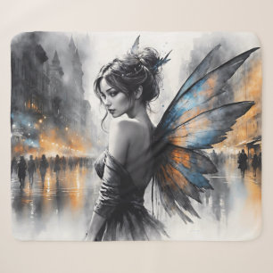 Watercolor Fee Mädchen Dämmerung magische Nachtkun Sherpadecke