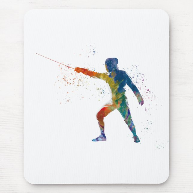 watercolor fencing mousepad (Vorne)