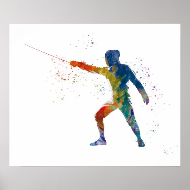 watercolor fencing poster (Vorne)