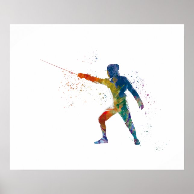 watercolor fencing poster (Vorne)