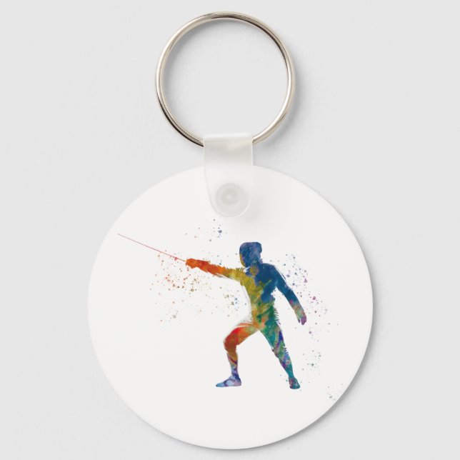 watercolor fencing schlüsselanhänger (Vorderseite)