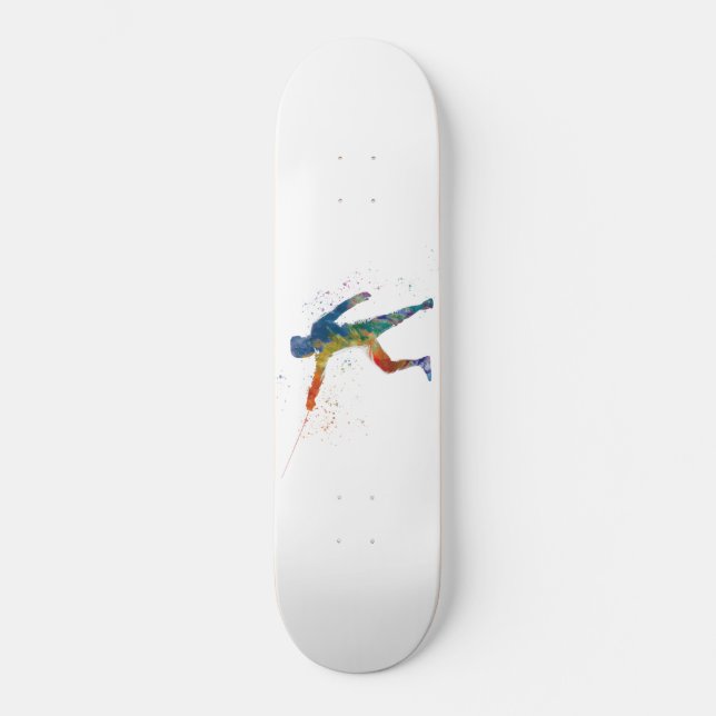 watercolor fencing skateboard (Vorderseite)