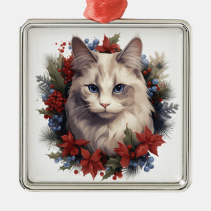 WATERCOLOR FERIENWOHNUNG CHRISTMAS SCHNEESCHOE CAT ORNAMENT AUS METALL