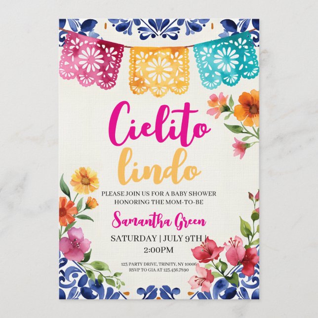 Watercolor Fiesta Cielito Lindo Baby Shower  Einladung (Vorderseite)