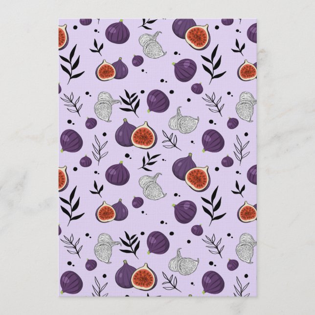 Watercolor Figs And Leaves Seamless Pattern Einladung (Vorderseite)
