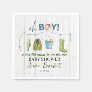 Watercolor Fishing Lure Baby Shower Boy Serviette