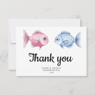 Watercolor Fishing Thank you gender reveal Dankeskarte