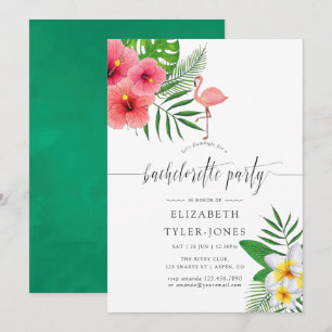 Watercolor Flamingo Aloha Luau Junggeselinnen-Absc Einladung