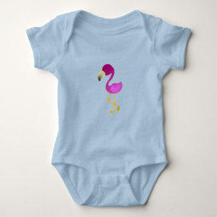Watercolor Flamingo Baby Strampler